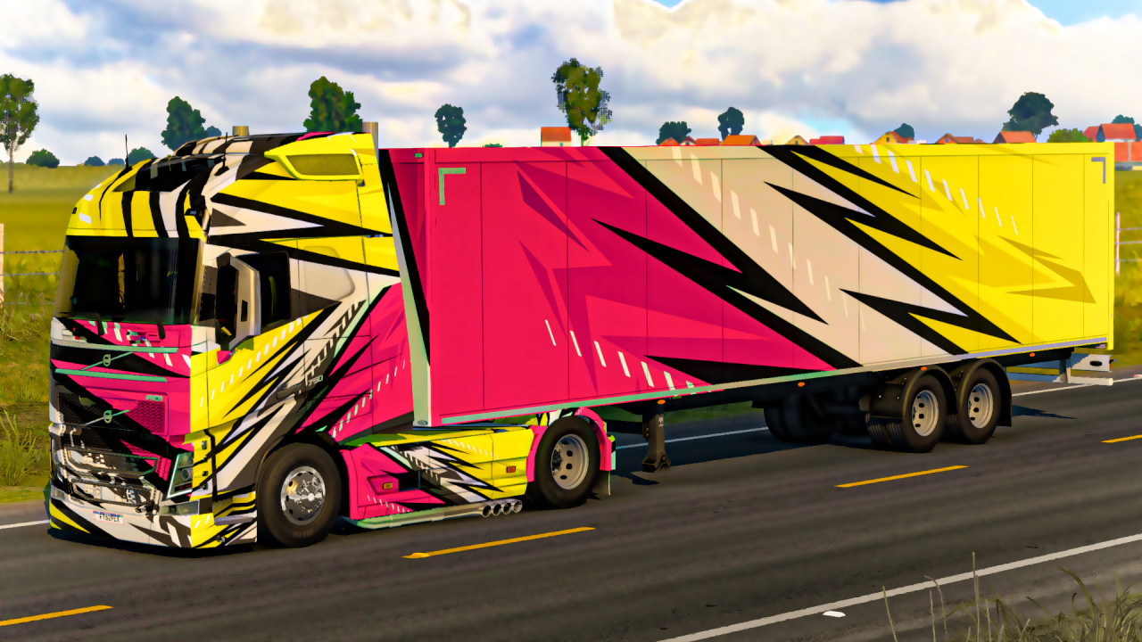 Yellow & Pink Truck Trailer